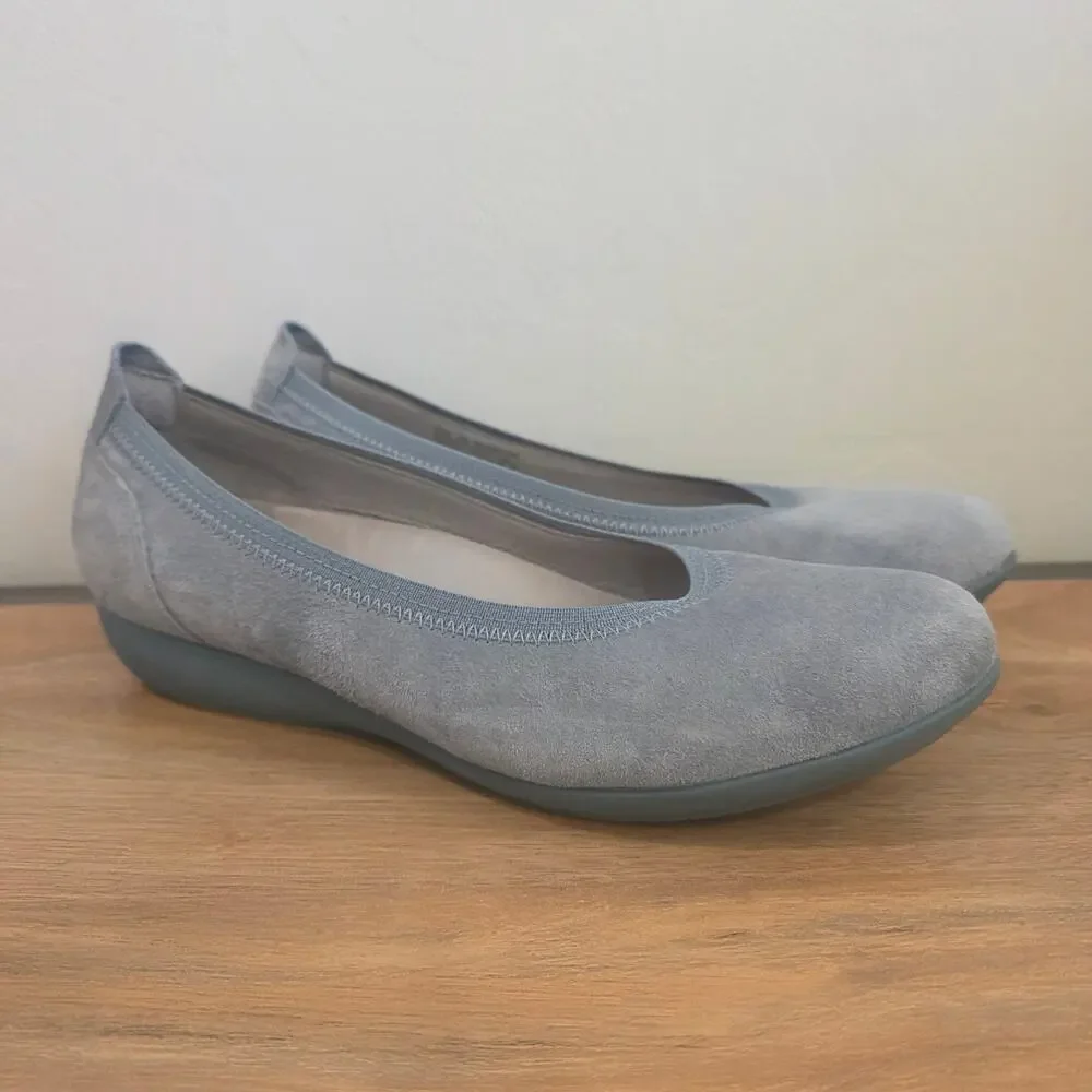 Dansko Kristen Ballet Flats Womens EU 39 Dusty Blue Suede Comfort Slip On Shoes
